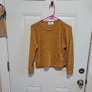 Old Navy Golden Ribbed Long Sleeve Crop Top